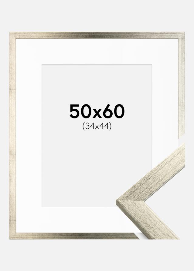 Ram med passepartou Frame Stilren Silver 50x60 cm - Picture Mount White 35x45 cm