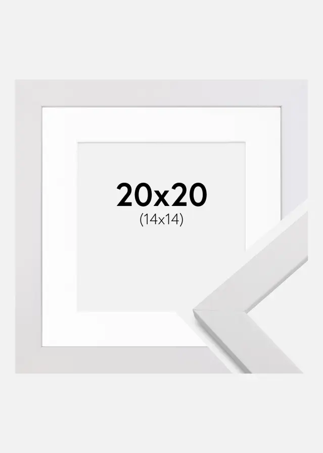 Ram med passepartou Frame White Wood 20x20 cm - Picture Mount White 15x15 cm