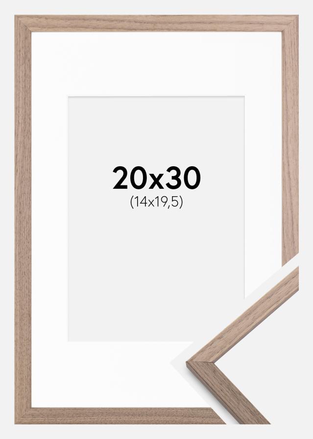 Ram med passepartou Frame Edsbyn Light Walnut 20x30 cm - Picture Mount White 15x21 cm (A5)