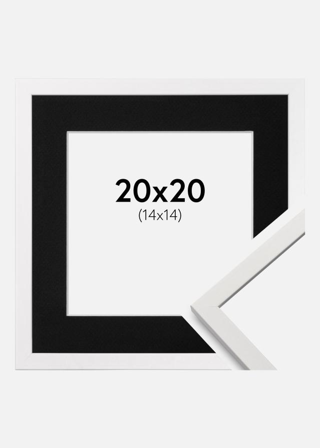 Ram med passepartou Frame Edsbyn White 20x20 cm - Picture Mount Black 15x15 cm