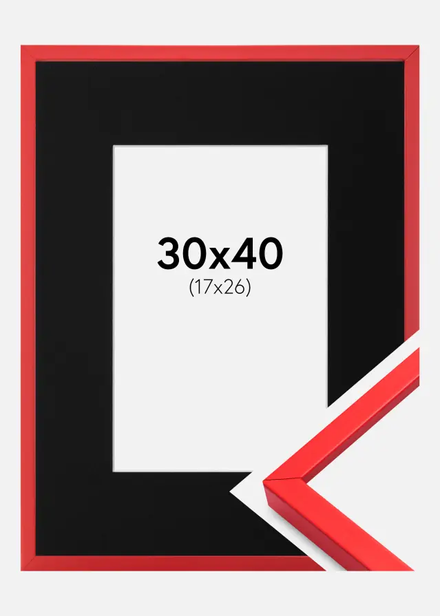 Ram med passepartou Frame E-Line Red 30x40 cm - Picture Mount Black 18x27 cm