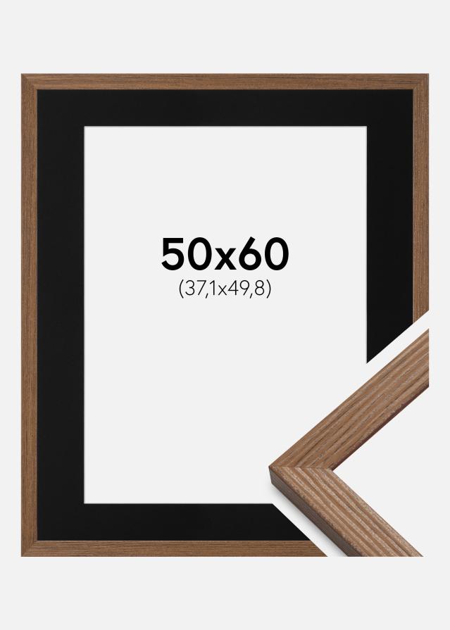 Ram med passepartou Frame Fiorito Dark Oak 50x60 cm - Picture Mount Black 15x20 inches