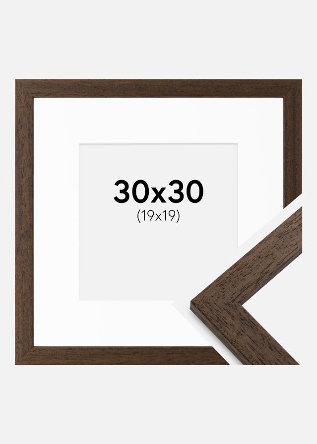 Ram med passepartou Frame Brown Wood 30x30 cm - Picture Mount White 20x20 cm
