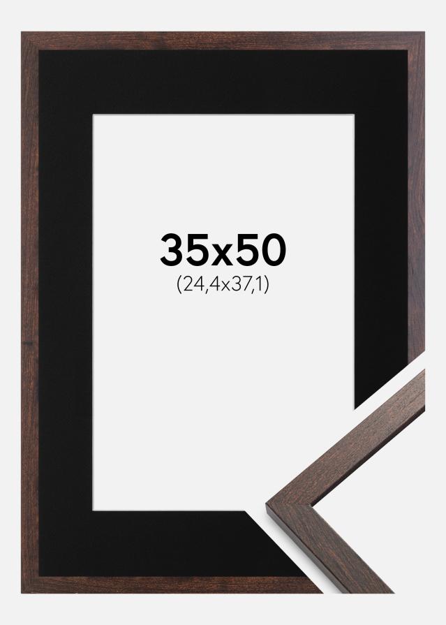 Ram med passepartou Frame Trendy Walnut 35x50 cm - Picture Mount Black 10x15 inches