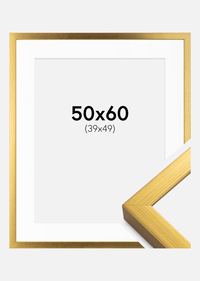 Ram med passepartou Frame Falun Gold 50x60 cm - Picture Mount White 40x50 cm