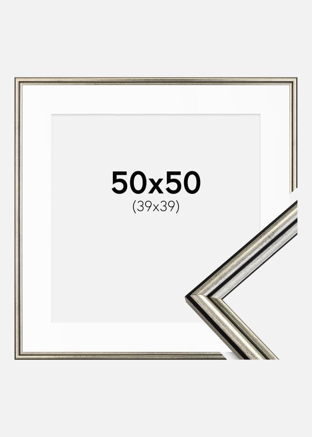 Ram med passepartou Frame Horndal Silver 50x50 cm - Picture Mount White 40x40 cm