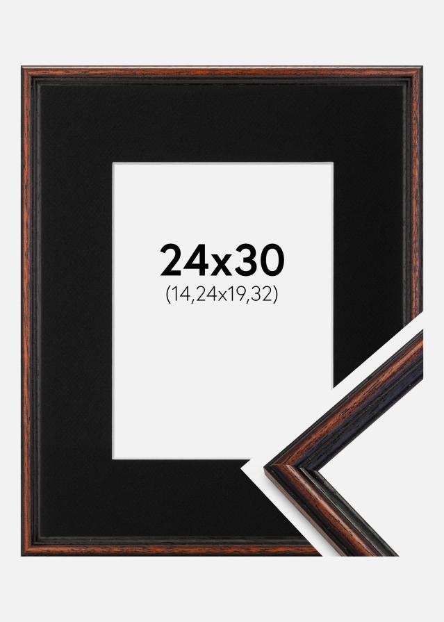 Ram med passepartou Frame Horndal Walnut 24x30 cm - Picture Mount Black 6x8 inches