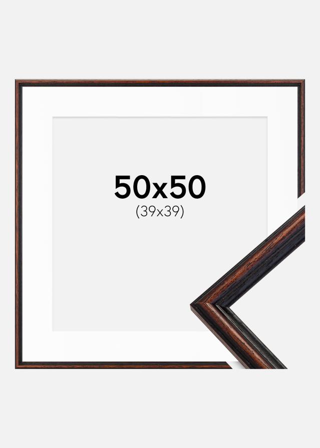 Ram med passepartou Frame Horndal Walnut 50x50 cm - Picture Mount White 40x40 cm