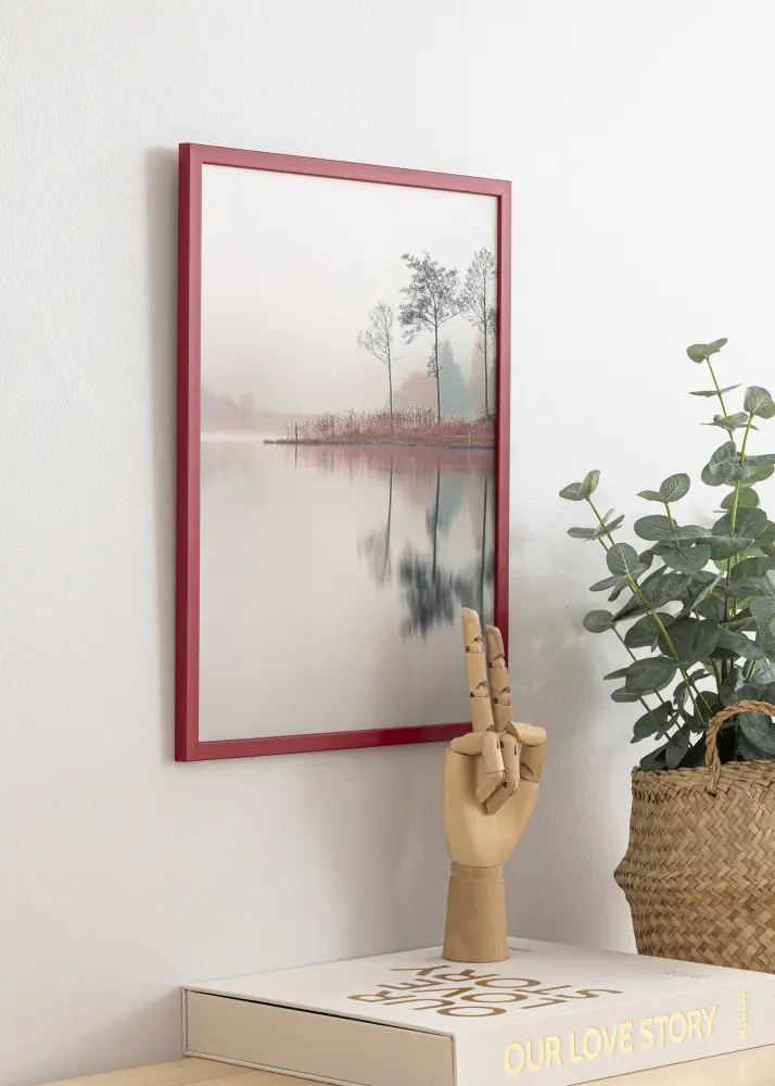 Ram med passepartou Frame Edsbyn Red 40x40 cm - Picture Mount White 32x32 cm