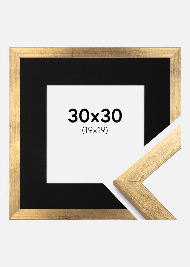 Ram med passepartou Frame Stilren Gold 30x30 cm - Picture Mount Black 20x20 cm