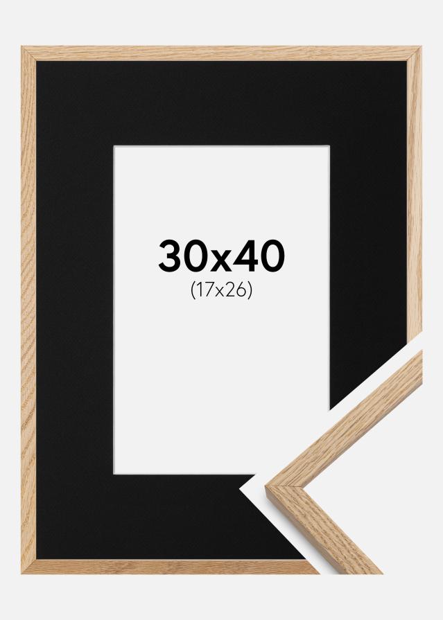 Ram med passepartou Frame Oslo Oak 30x40 cm - Picture Mount Black 18x27 cm