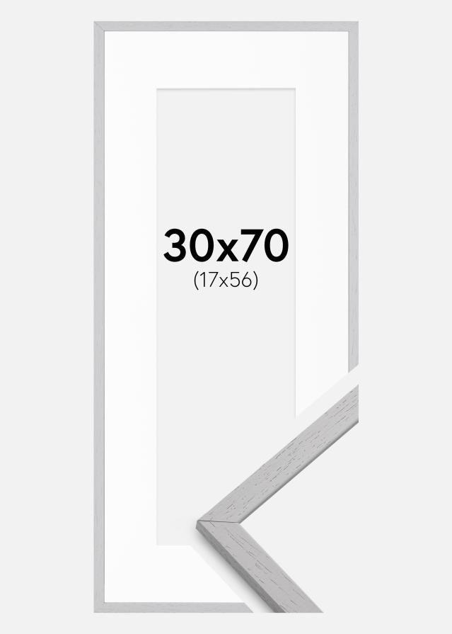 Ram med passepartou Frame Edsbyn Grey 30x70 cm - Picture Mount White 18x57 cm