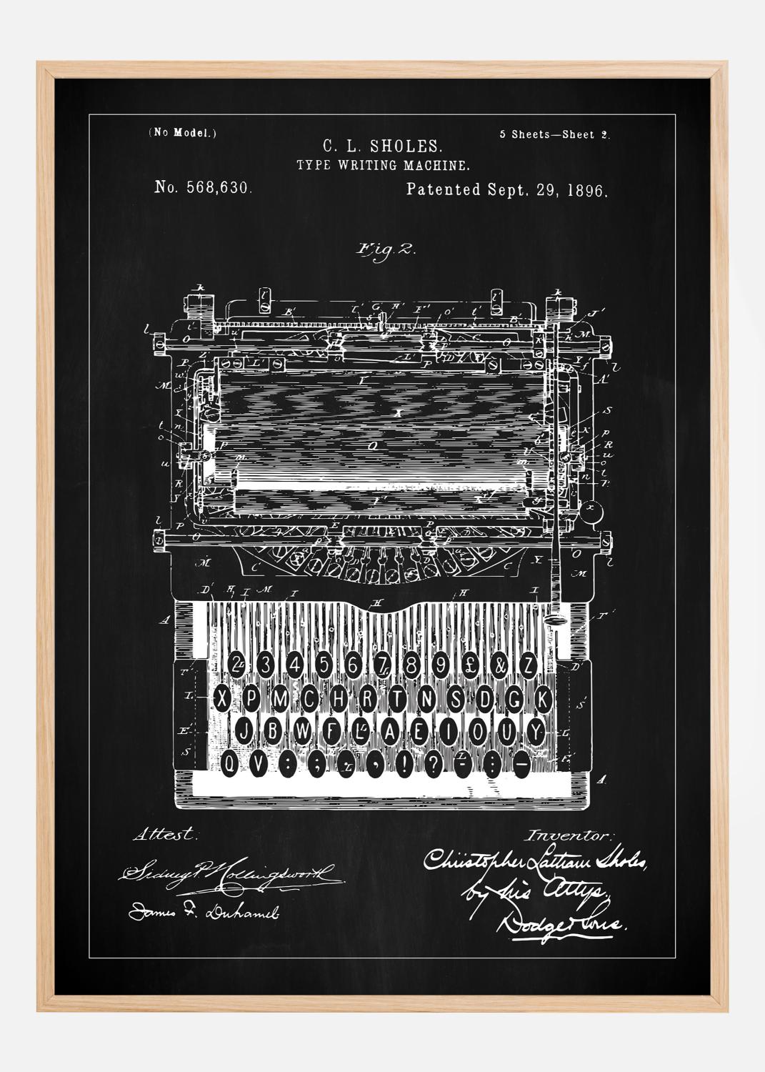 Product Image for Patent drawing - Typewriter - Black Poster (21x29.7 cm (A4))
