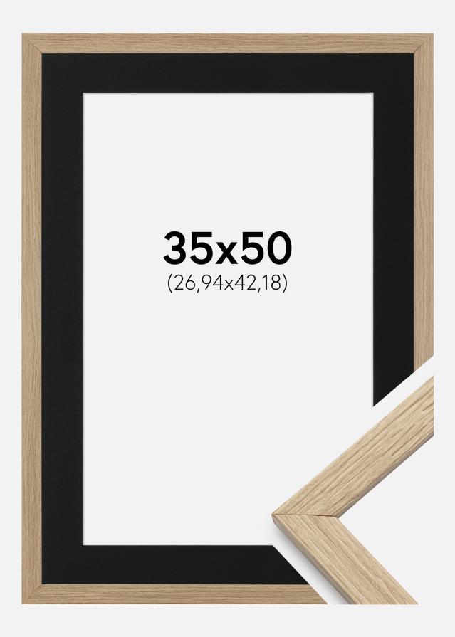 Ram med passepartou Frame Stilren Oak 35x50 cm - Picture Mount Black 11x17 inches