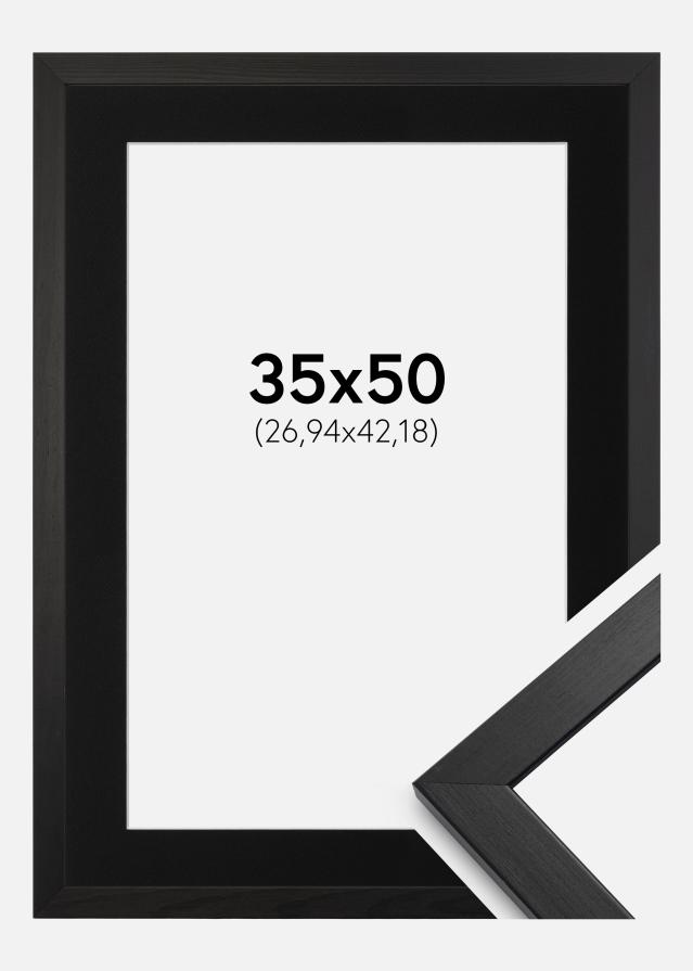 Ram med passepartou Frame Stilren Black 35x50 cm - Picture Mount Black 11x17 inches