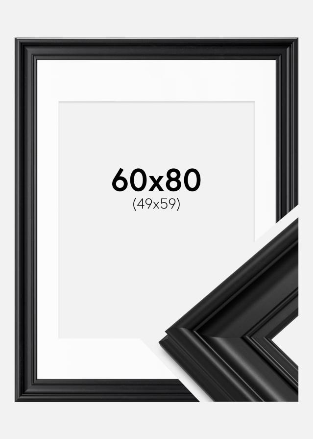 Ram med passepartou Frame Mora Premium Black 60x80 cm - Picture Mount White 50x60 cm