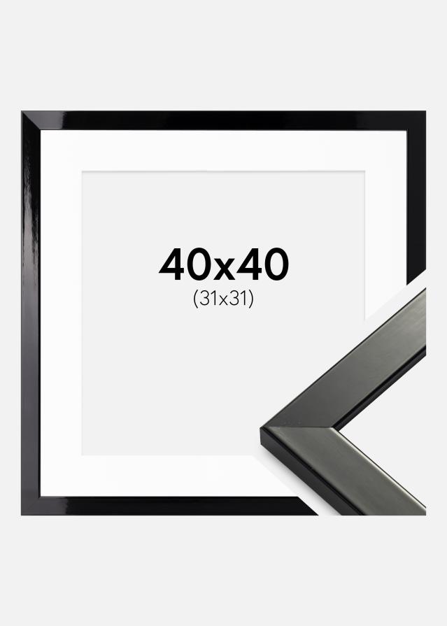 Ram med passepartou Frame Uppsala Black High gloss 40x40 cm - Picture Mount White 32x32 cm