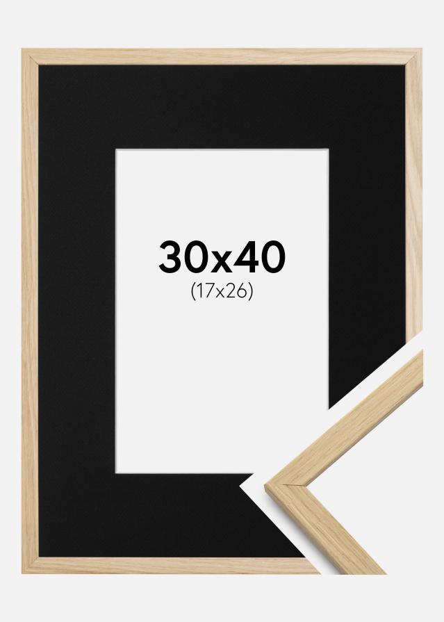 Ram med passepartou Frame Edsbyn Oak 30x40 cm - Picture Mount Black 18x27 cm
