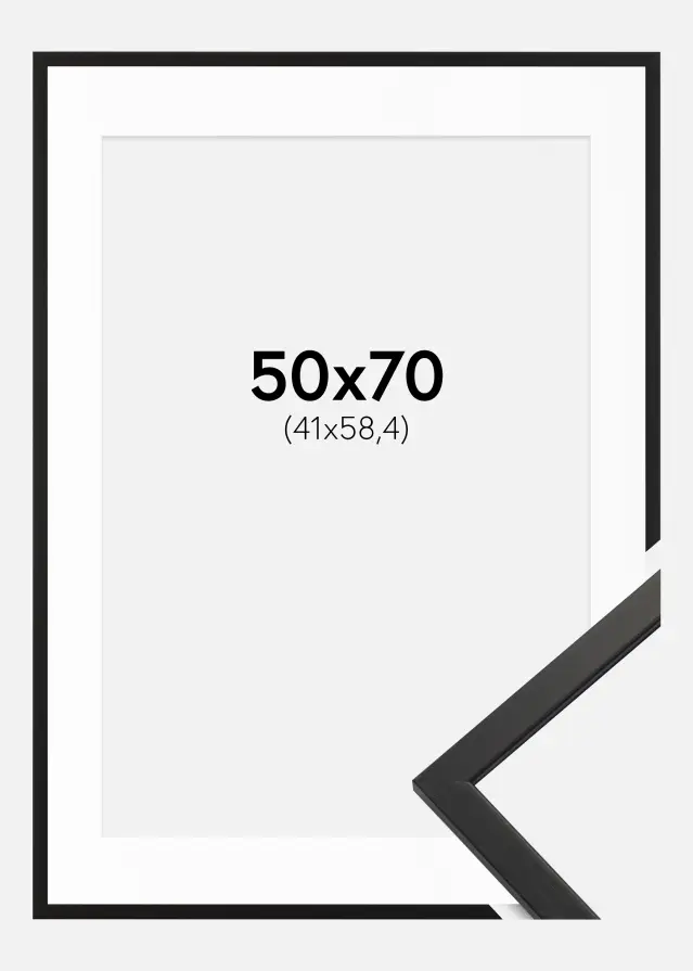 Ram med passepartou Frame Edsbyn Acrylic Glass Black 50x70 cm - Picture Mount White 42x59.4 cm
