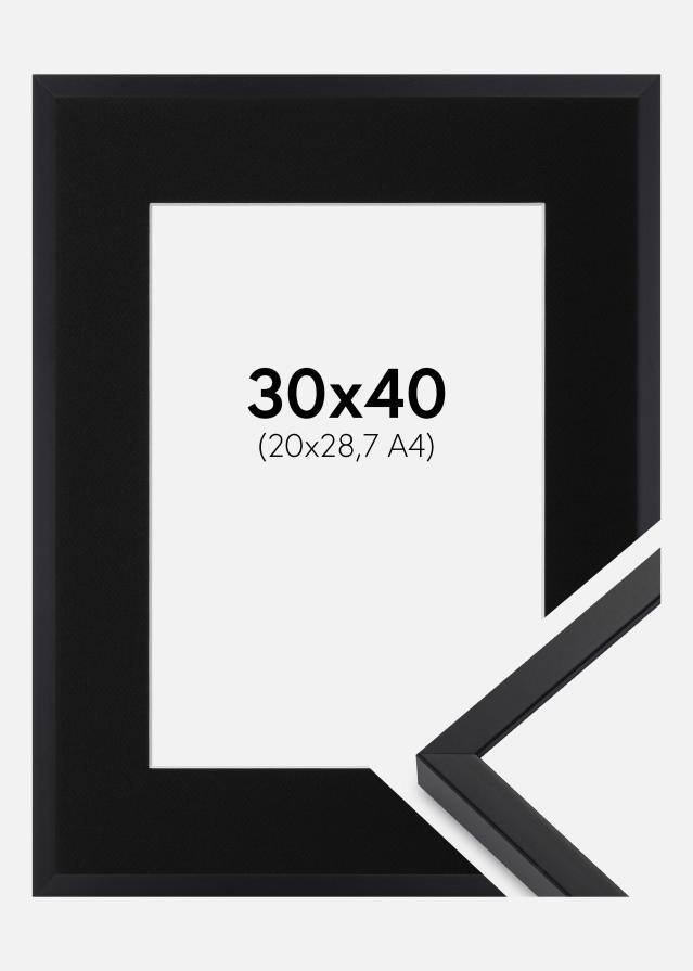 Ram med passepartou Frame E-Line Black 30x40 cm - Picture Mount Black 21x29.7 cm (A4)
