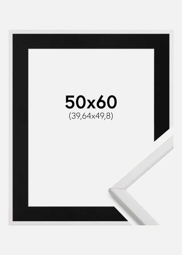 Ram med passepartou Frame Galant White 50x60 cm - Picture Mount Black 16x20 inches