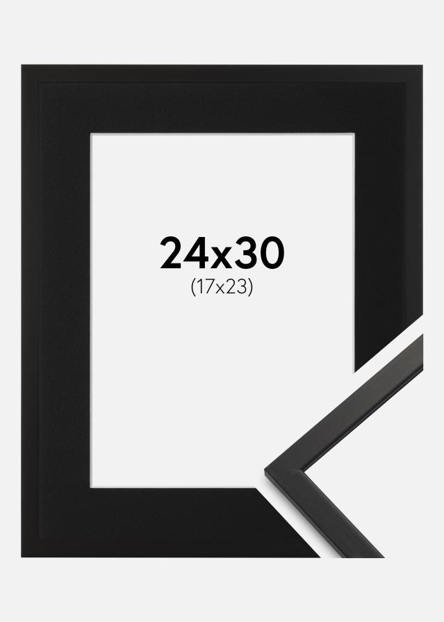 Ram med passepartou Frame Edsbyn Black 24x30 cm - Picture Mount Black 18x24 cm