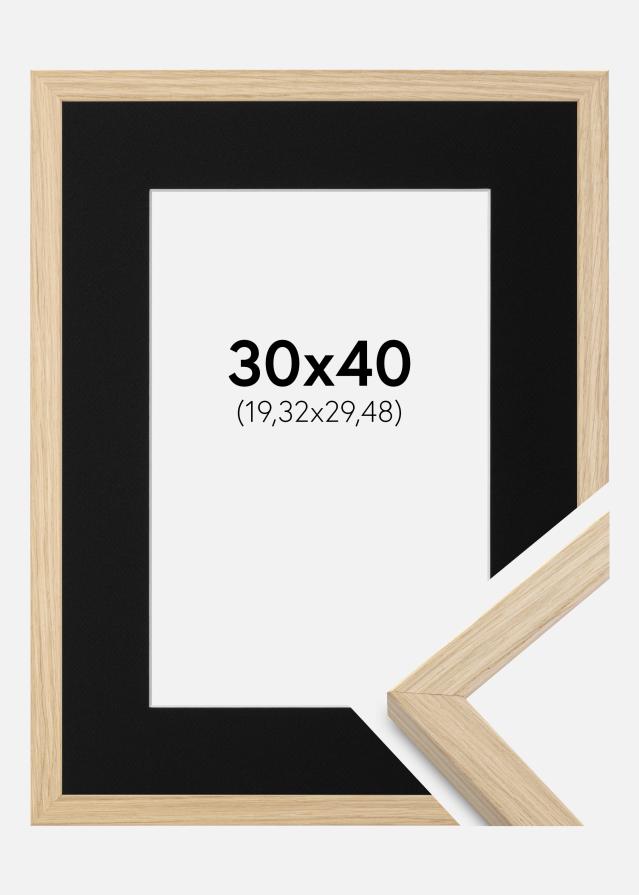 Ram med passepartou Frame Grimsåker Oak 30x40 cm - Picture Mount Black 8x12 inches