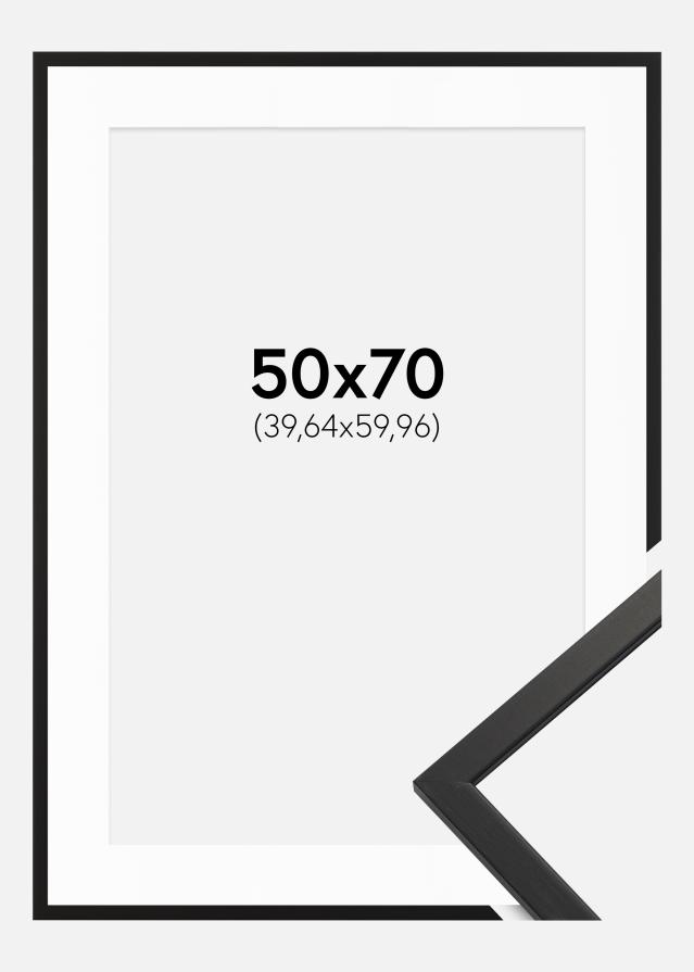 Ram med passepartou Frame Edsbyn Acrylic Glass Black 50x70 cm - Picture Mount White 16x24 inches
