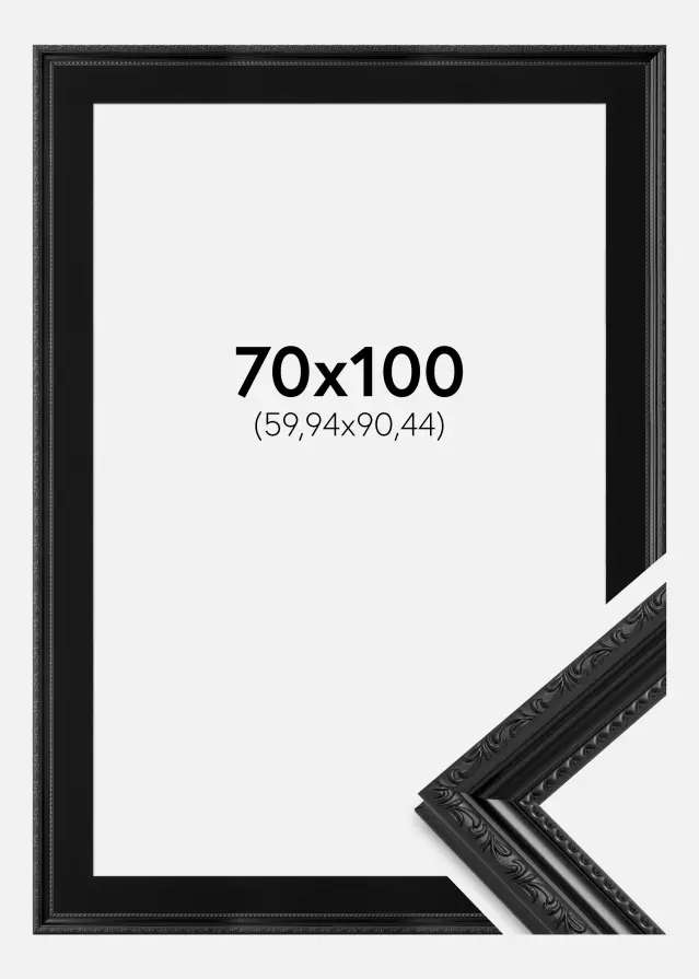 Ram med passepartou Frame Abisko Black 70x100 cm - Picture Mount Black 24x36 inches