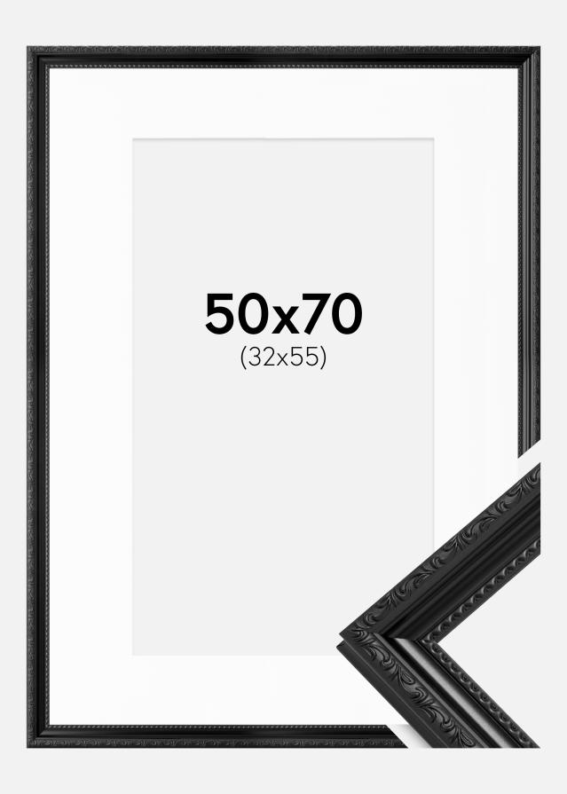 Ram med passepartou Frame Abisko Black 50x70 cm - Picture Mount White 33x56 cm