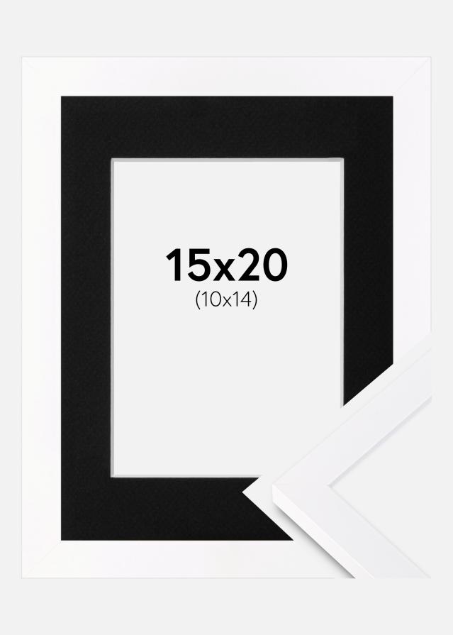 Ram med passepartou Frame Selection White 15x20 cm - Picture Mount Black 11x15 cm
