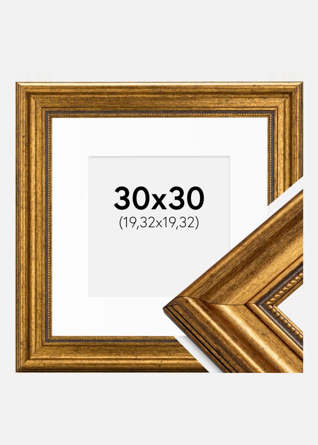 Ram med passepartou Frame Rokoko Gold 30x30 cm - Picture Mount White 8x8 inches