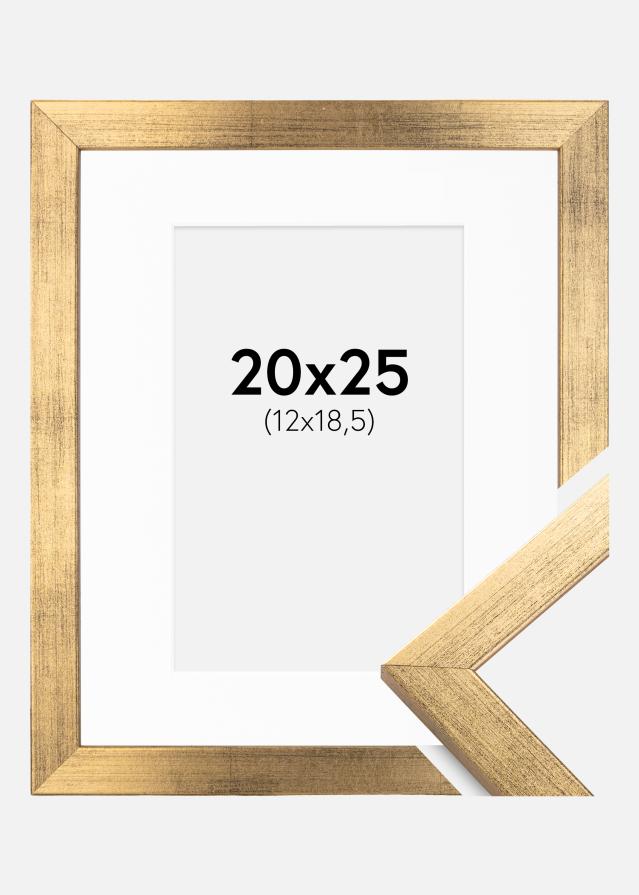 Ram med passepartou Frame Stilren Gold 20x25 cm - Picture Mount White 13x19.5 cm