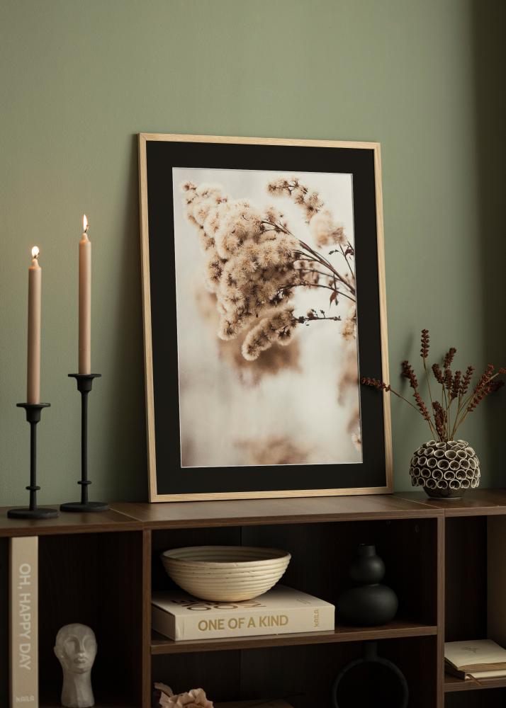 Ram med passepartou Frame Edsbyn Oak 40x60 cm - Picture Mount Black 30x50 cm