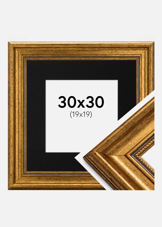 Ram med passepartou Frame Rokoko Gold 30x30 cm - Picture Mount Black 20x20 cm