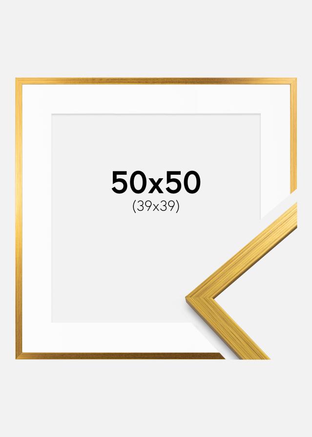 Ram med passepartou Frame Edsbyn Gold 50x50 cm - Picture Mount White 40x40 cm