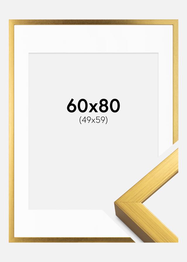 Ram med passepartou Frame Falun Gold 60x80 cm - Picture Mount White 50x60 cm