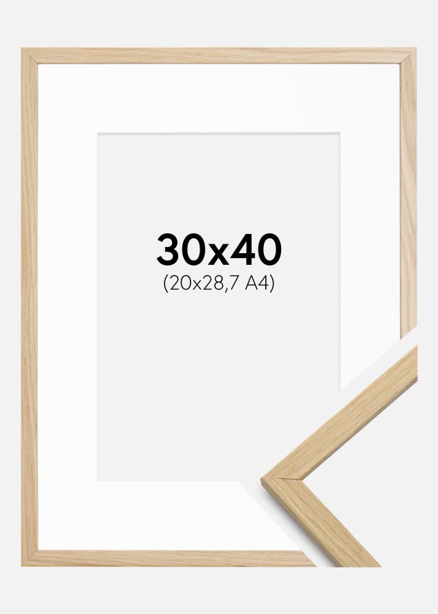 Ram med passepartou Frame Edsbyn Oak 30x40 cm - Picture Mount White 21x29.7 cm