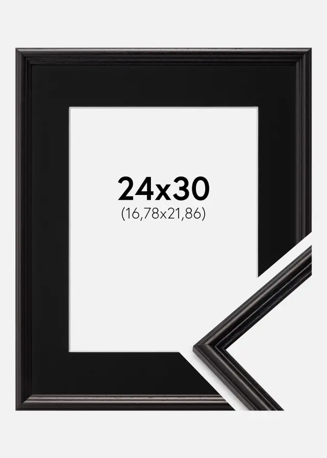 Ram med passepartou Frame Horndal Black 24x30 cm - Picture Mount Black 7x9 inches