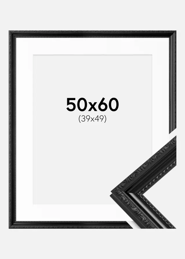 Ram med passepartou Frame Abisko Black 50x60 cm - Picture Mount White 40x50 cm