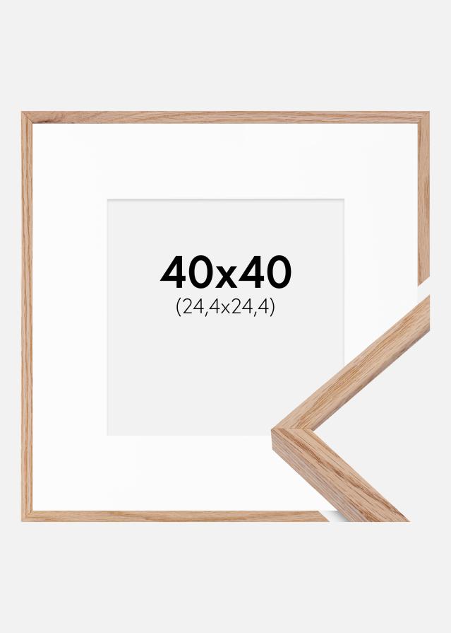 Ram med passepartou Frame E-Line Oak 40x40 cm - Picture Mount White 10x10 inches