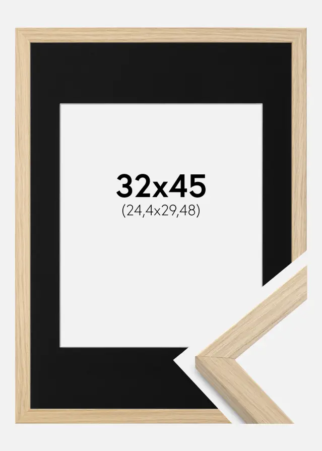 Ram med passepartou Frame Grimsåker Oak 32x45 cm - Picture Mount Black 10x12 inches