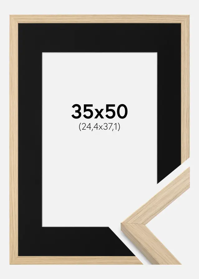 Ram med passepartou Frame Grimsåker Oak 35x50 cm - Picture Mount Black 10x15 inches