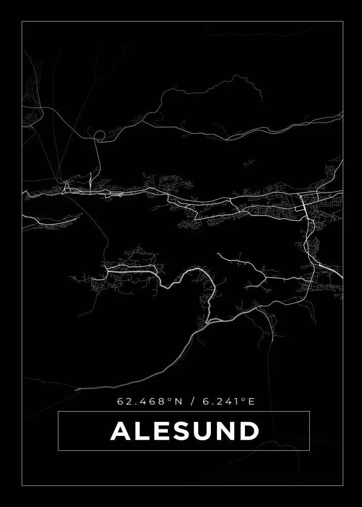 Bildverkstad Map - Alesund - Black Poster