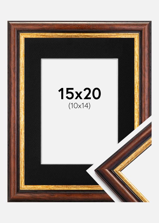 Ram med passepartou Frame Siljan Brown 15x20 cm - Picture Mount Black 11x15 cm