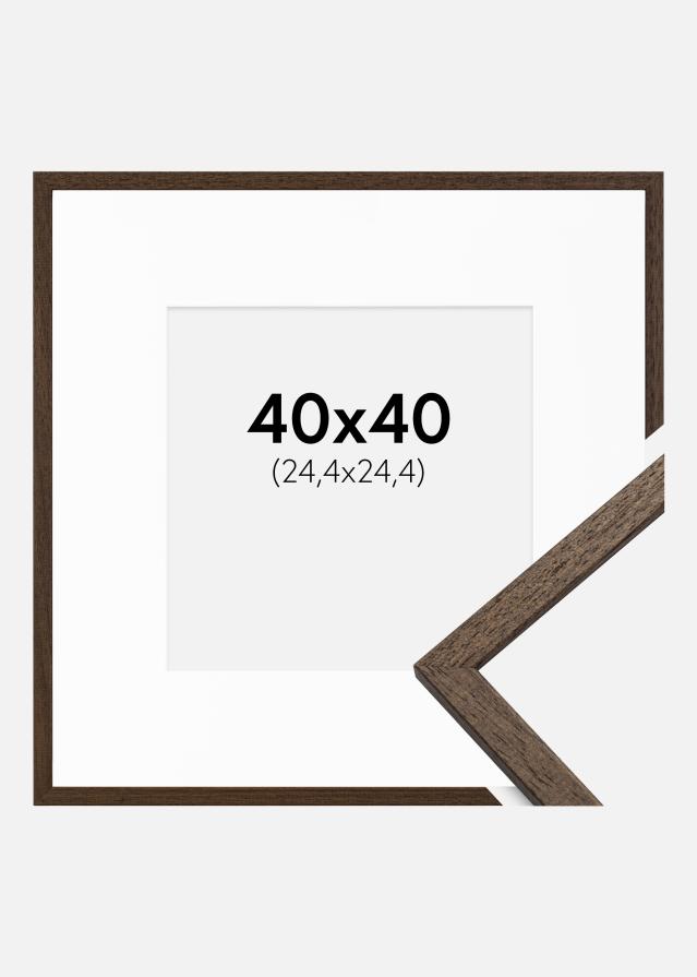 Ram med passepartou Frame Edsbyn Walnut 40x40 cm - Picture Mount White 10x10 inches
