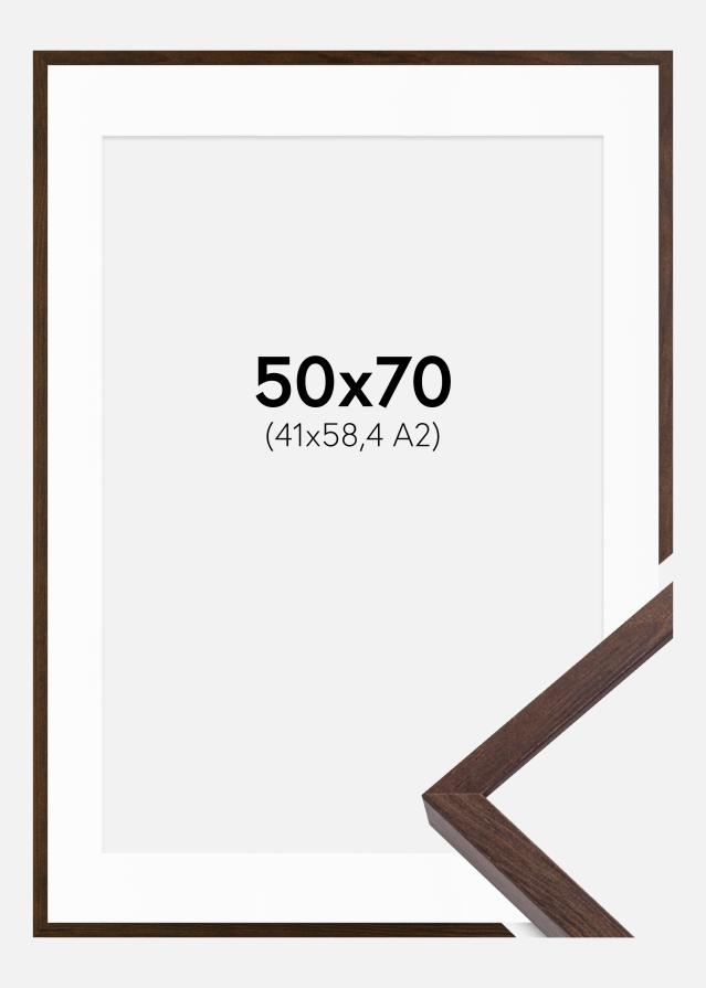 Ram med passepartou Frame E-Line Walnut 50x70 cm - Picture Mount White 42x59,4 cm (A2)