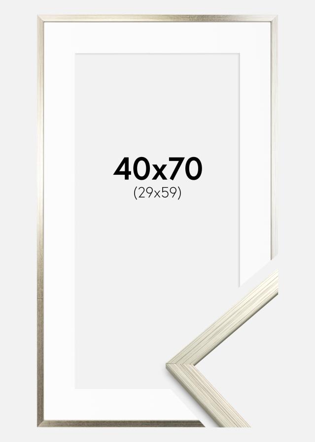 Ram med passepartou Frame Edsbyn Silver 40x70 cm - Picture Mount White 30x60 cm