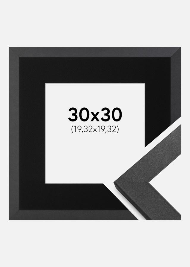 Ram med passepartou Frame Graphite Wood 30x30 cm - Picture Mount Black 8x8 inches