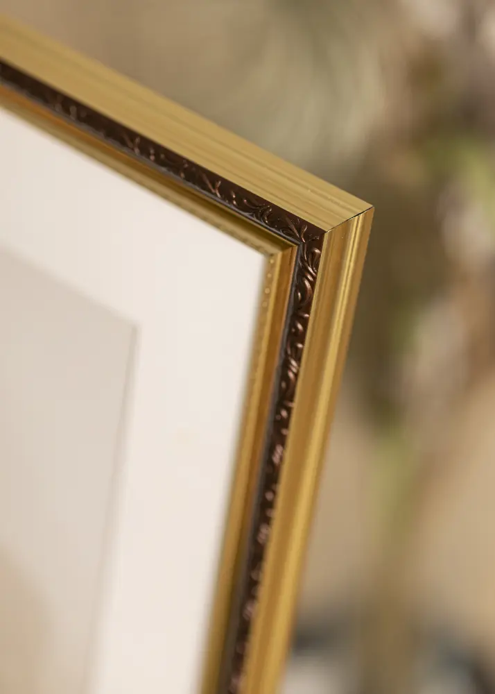 Ram med passepartou Frame Abisko Gold 18x35 cm - Picture Mount White 4x10 inches